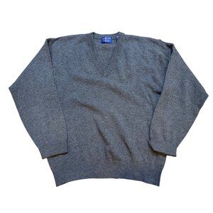 Pendleton Mens Lambswool V-Neck Sweater Size L Gray 100% Virgin Wool
